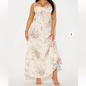 Fashion Nova Cream Floral Maxi Dress
